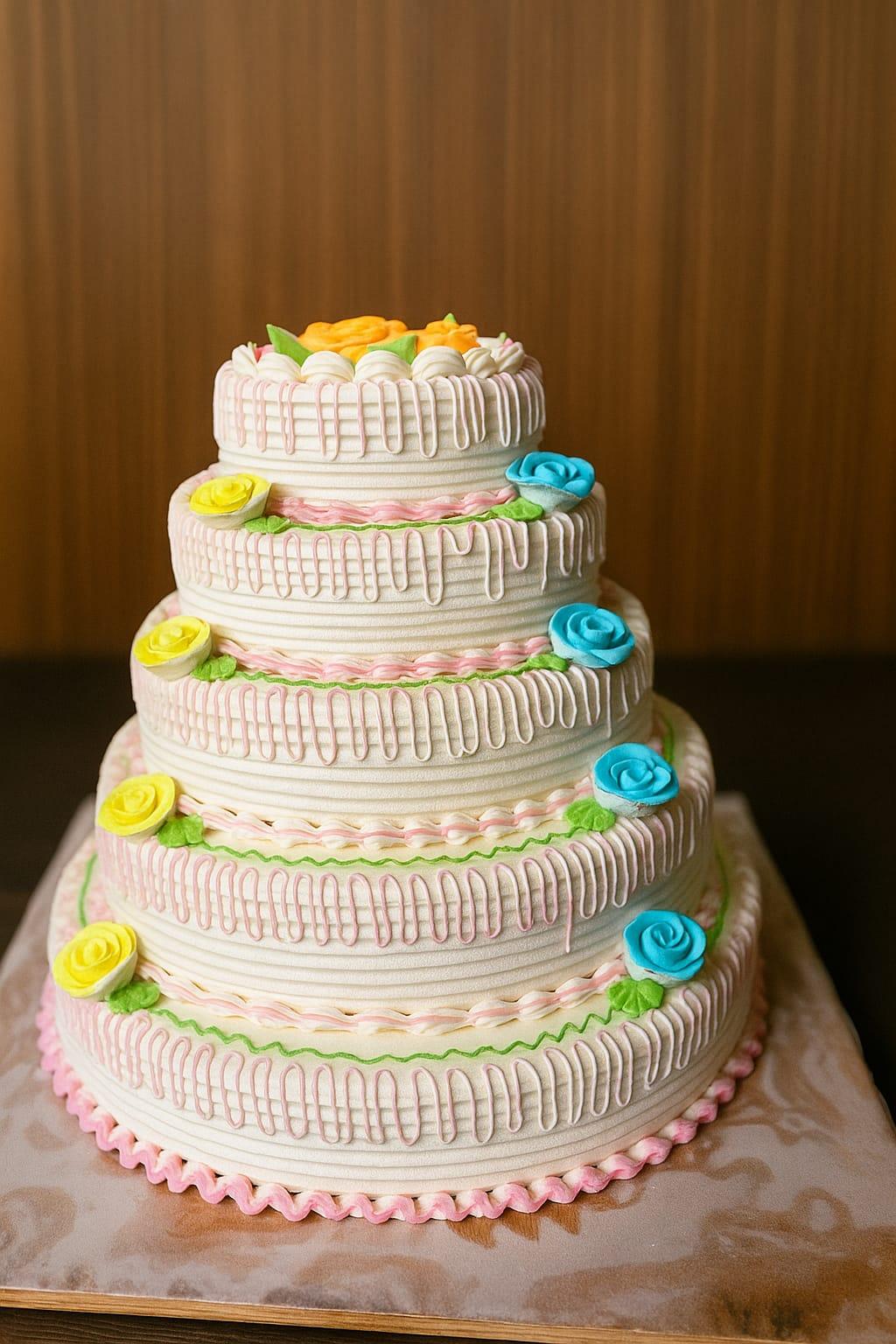 Tiered Step cake floral icing design